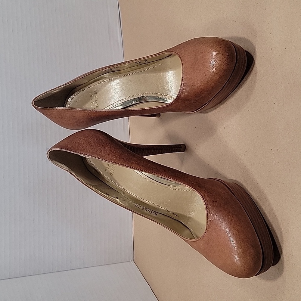 Stuart Weitzman, Size 8.5 Platform Stiletto Heels, Tan Leather